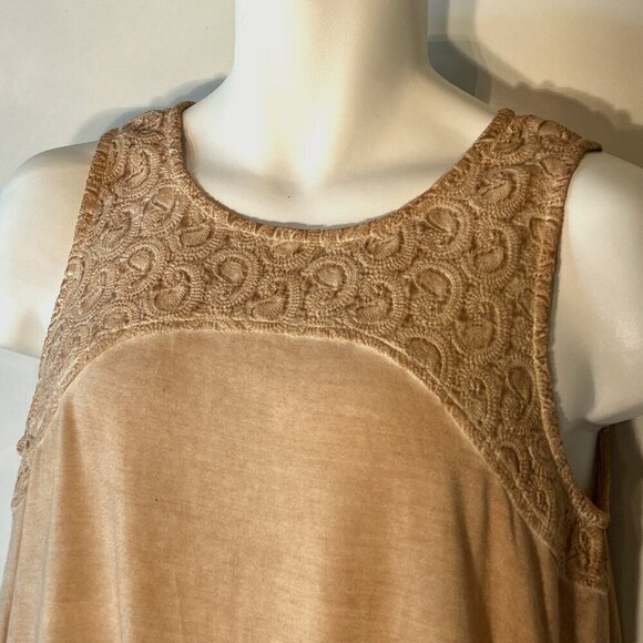 Soft Surroundings SZ M Pale Golden Washed Embroidered Tank Top Tunic - Picture 4 of 11
